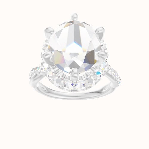 Pave Rope Engagement Ring With Six Prong Halo Head
