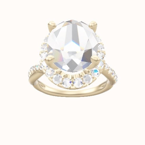 Pave Rope Engagement Ring With V Prong Halo Head