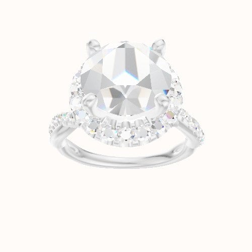 Pave Rope Engagement Ring With V Prong Halo Head