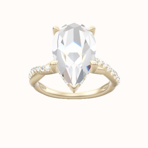 Pave Rope Engagement Ring With V Prong with Hidden Halo Head and Matching Band