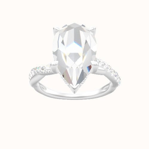 Pave Rope Engagement Ring With V Prong with Hidden Halo Head and Matching Band