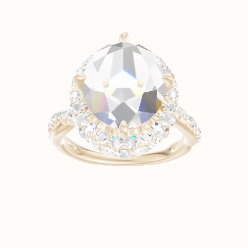 Pave Rope Engagement Ring With Waterfall Halo Head