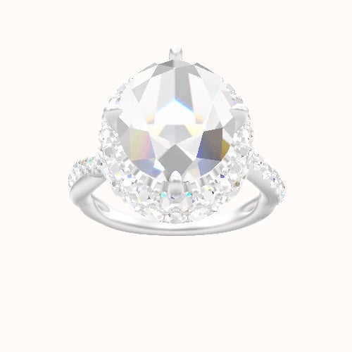 Pave Rope Engagement Ring With Waterfall Halo Head