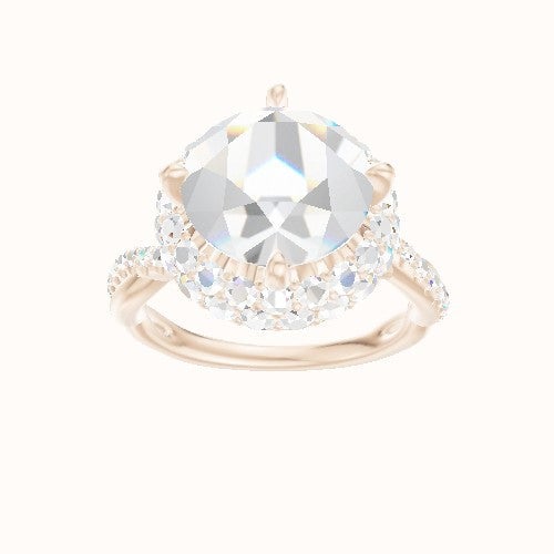 Pave Rope Engagement Ring With Waterfall Halo Head