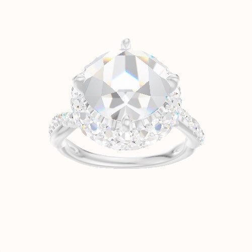 Pave Rope Engagement Ring With Waterfall Halo Head