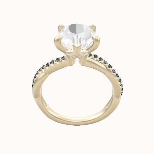 Pave Rope Engagement Ring With X Gallery Head