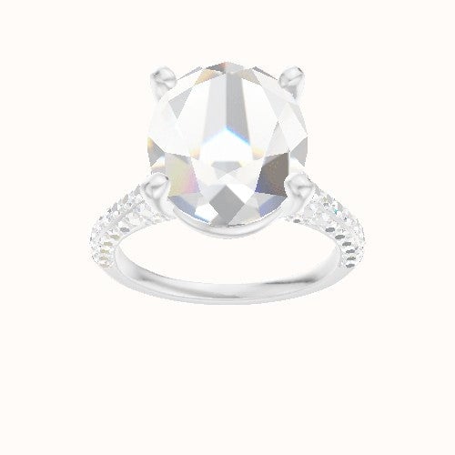 Petite Cathedral Three Row Engagement Ring With High Set Four Prong Head