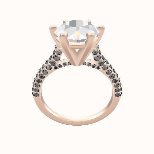 Petite Cathedral Three Row Engagement Ring With High Set Six Prong Head