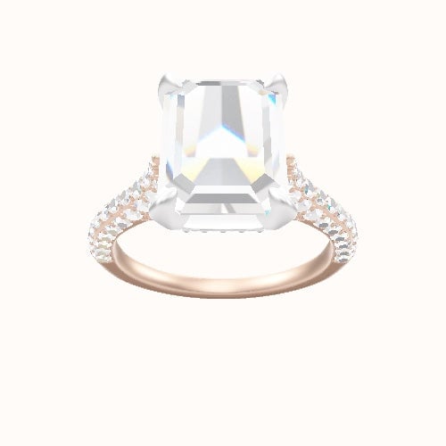 Petite Cathedral Three Row Engagement Ring With Pave Basket Head