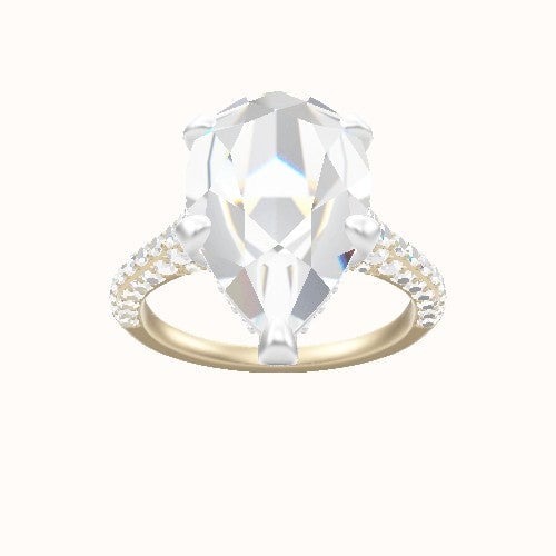 Petite Cathedral Three Row Engagement Ring With Pave Basket Head