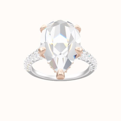 Petite Cathedral Three Row Engagement Ring With Pave Basket Head