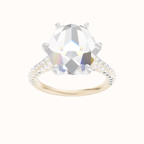 Petite Cathedral Three Row Engagement Ring With Petal Six Prong Head