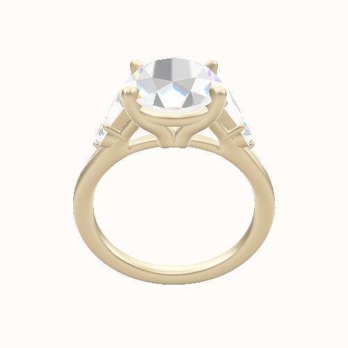 Plain Band Trapezoid & Round Sidestones Engagement Ring With Standard Four Prong Head