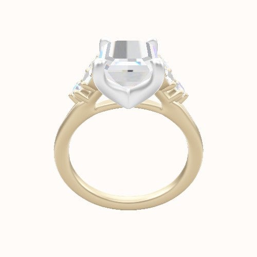 Plain Band with Marquise & Round Diamond Sidestones Engagement Ring With Four Prong Head