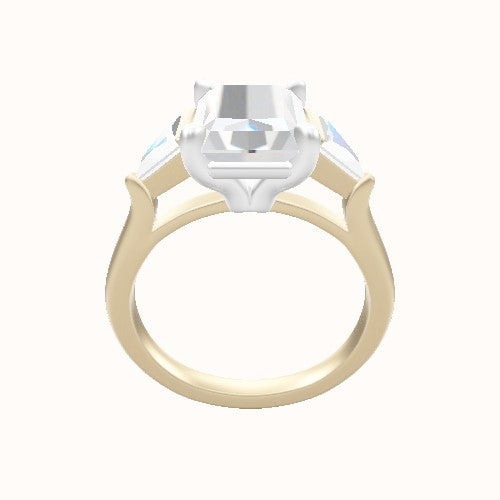 Plain Band with Marquise & Round Diamond Sidestones Engagement Ring With Standard Four Prong Head
