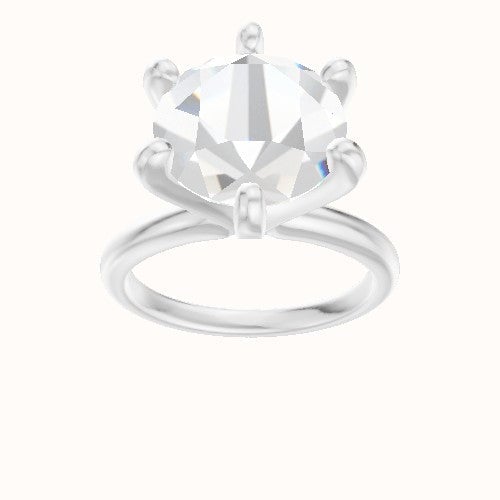 Rounded Solitaire Engagement Ring With Classic Six Prong Head
