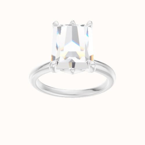 Rounded Solitaire Engagement Ring With Crown Six Prong w. accent Diamond Head