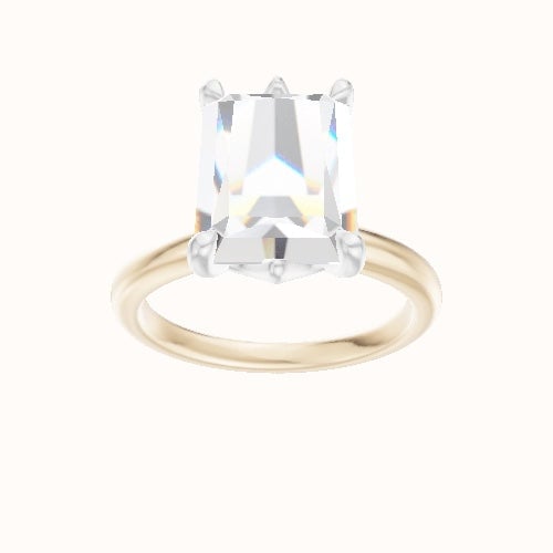 Rounded Solitaire Engagement Ring With Crown Six Prong w. accent Diamond Head