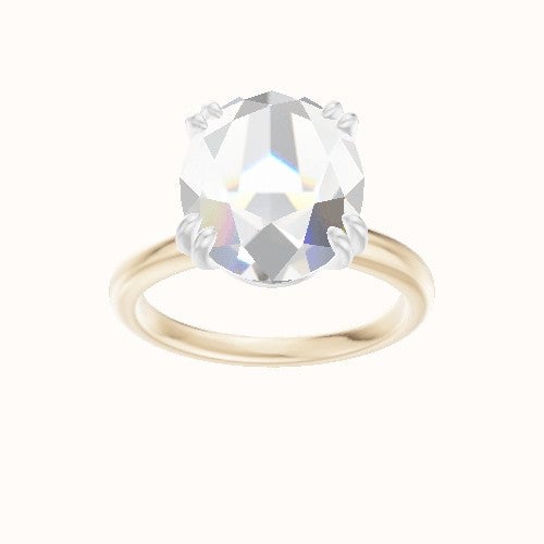 Rounded Solitaire Engagement Ring With Double Prongs Head
