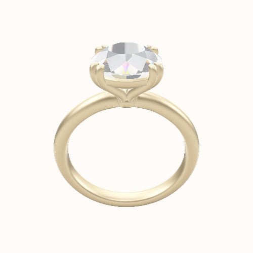 Rounded Solitaire Engagement Ring With Double Prongs Head