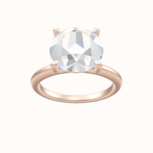 Rounded Solitaire Engagement Ring With Four Prong Head and Matching Band