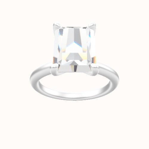 Rounded Solitaire Engagement Ring With Four Prong Head and Matching Band