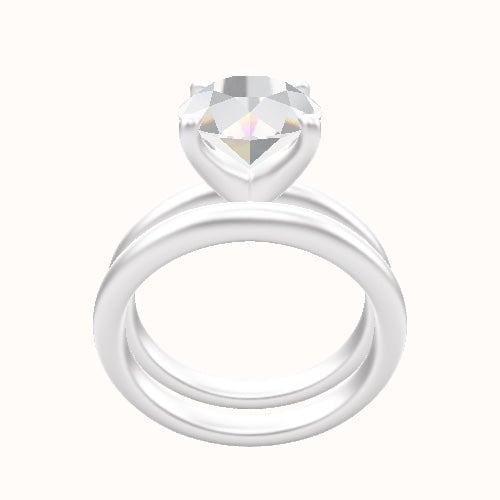 Rounded Solitaire Engagement Ring With Four Prong Head and Matching Band