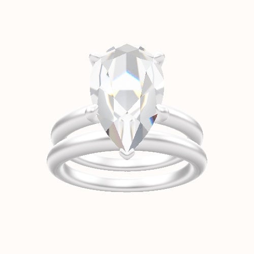 Rounded Solitaire Engagement Ring With Front set gallery Head and Matching Band