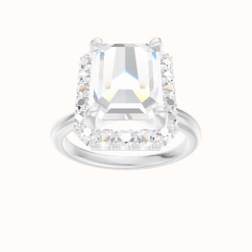 Rounded Solitaire Engagement Ring With Halo Head