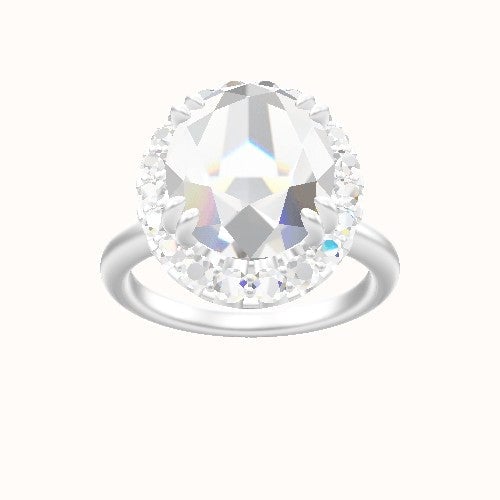 Rounded Solitaire Engagement Ring With Halo with Double Prong Head