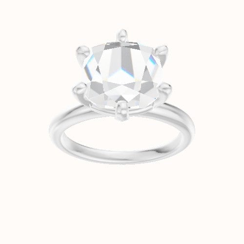 Rounded Solitaire Engagement Ring With High Set Six Prong Head