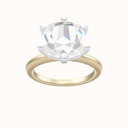 Rounded Solitaire Engagement Ring With High Set Six Prong Head