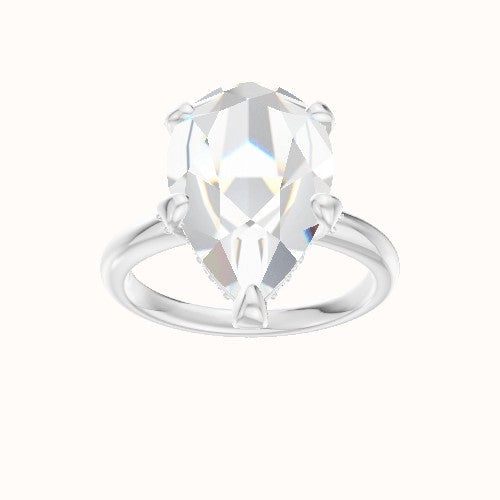 Rounded Solitaire Engagement Ring With Pave Basket Head