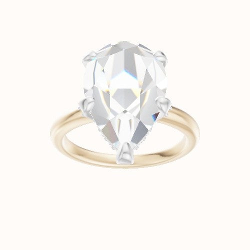 Rounded Solitaire Engagement Ring With Pave Basket Head