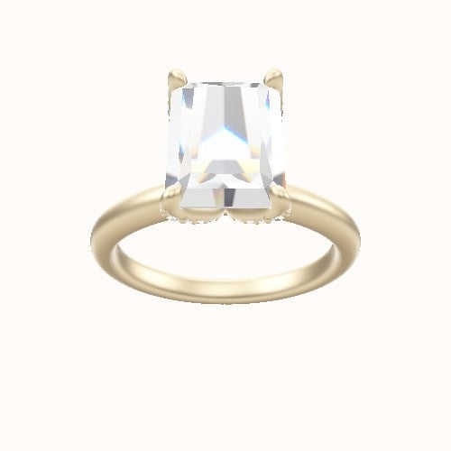 Rounded Solitaire Engagement Ring With Pave Petal Four Prong Head