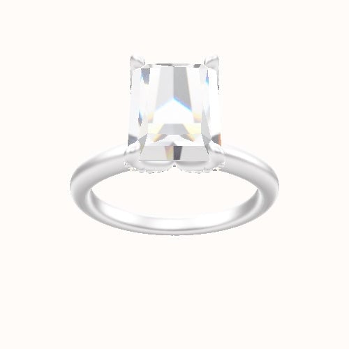 Rounded Solitaire Engagement Ring With Pave Petal Four Prong Head
