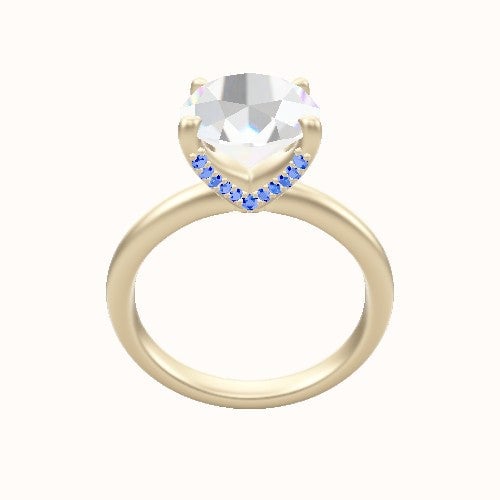 Rounded Solitaire Engagement Ring With Pave V Prong Head