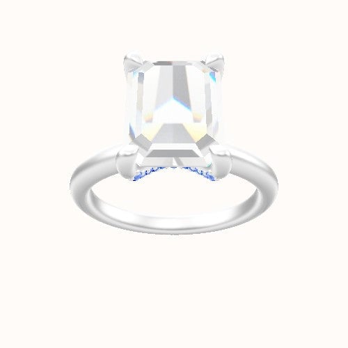 Rounded Solitaire Engagement Ring With Pave V Prong Head