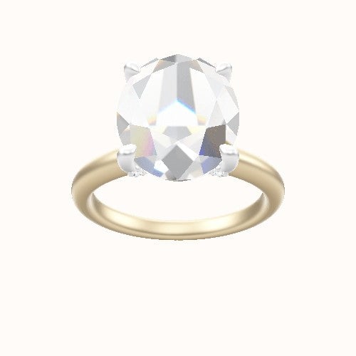 Rounded Solitaire Engagement Ring With Pave V Prong Head