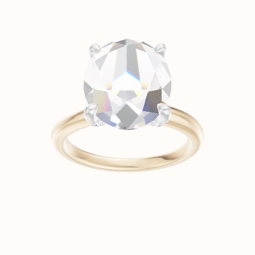Rounded Solitaire Engagement Ring With Pave V Prong Head