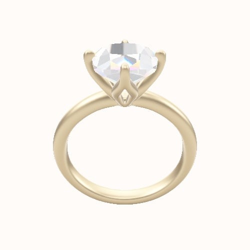 Rounded Solitaire Engagement Ring With Petal Compass Prong Head