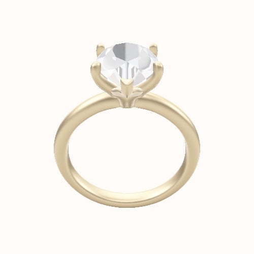 Rounded Solitaire Engagement Ring With Petal Four Prong Head