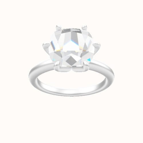 Rounded Solitaire Engagement Ring With Petal Six Prong Head