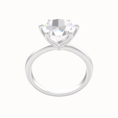 Rounded Solitaire Engagement Ring With Petal Six Prong Head