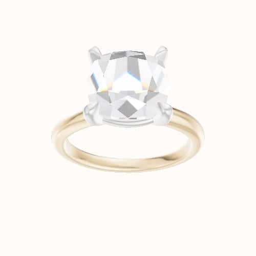 Rounded Solitaire Engagement Ring With Standard Four Prong Head and Matching Band