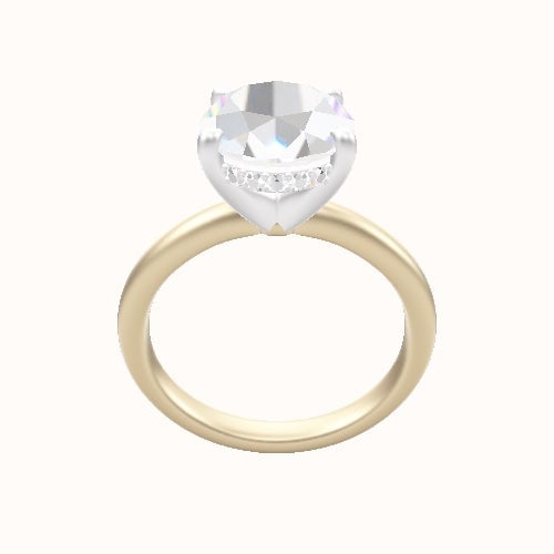 Rounded Solitaire Engagement Ring With V Prong with Hidden Halo Head