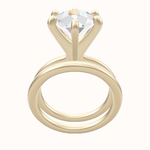 Solitaire Engagement Ring With Classic Six Prong Head and Matching Band
