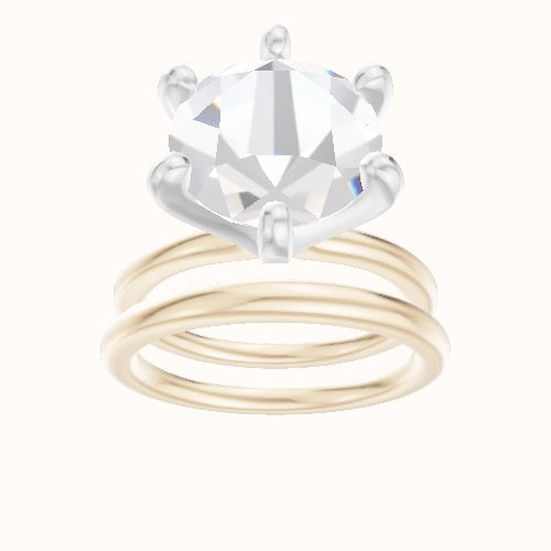 Solitaire Engagement Ring With Classic Six Prong Head and Matching Band