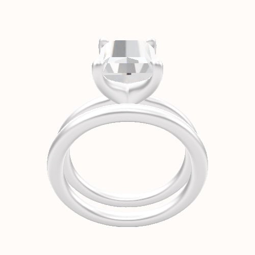 Solitaire Engagement Ring With Four Prong Head and Matching Band