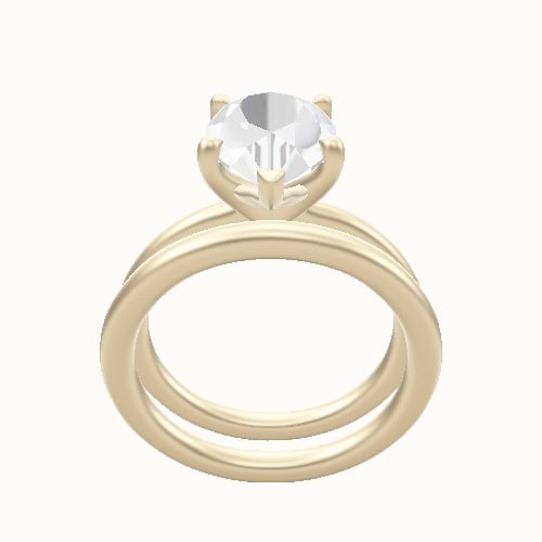 Solitaire Engagement Ring With Four Prong Head and Matching Band